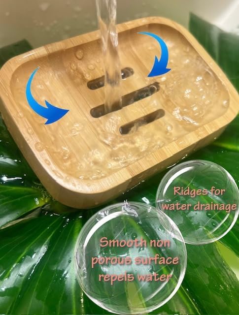 Bamboo Soap Holder with Drainage and Rubber Feet