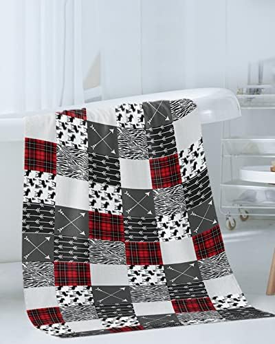 Shine-Home Geometric Check Patchwork Towel Set