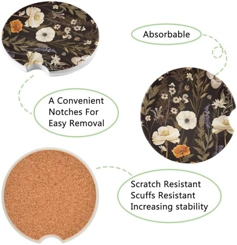 Takiito Garden Flowers Car Cup Holder Coasters 2 Pack 1