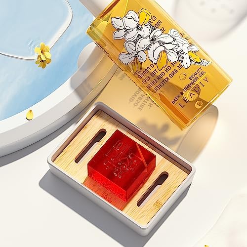 Leadiy Bamboo Soap Dish 2Pcs Set Eco-Friendly and Durable