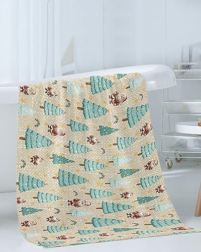 Christmas Bath Towel Set of 3 - Santa Tree Pattern