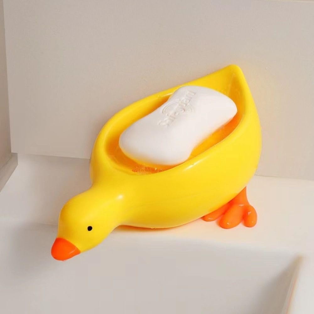 Yellow Duck Soap Box with Drainage Durable Plastic Bathroom Holder