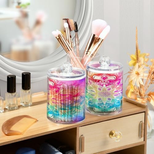 YETTASBIN Mandala Clear Storage Jars 2 Pack