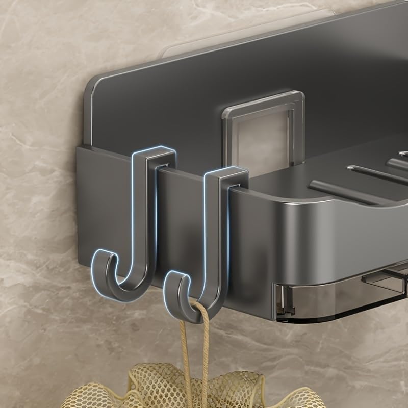 Self-Adhesive Soap Holder with 2 Hooks - Gray