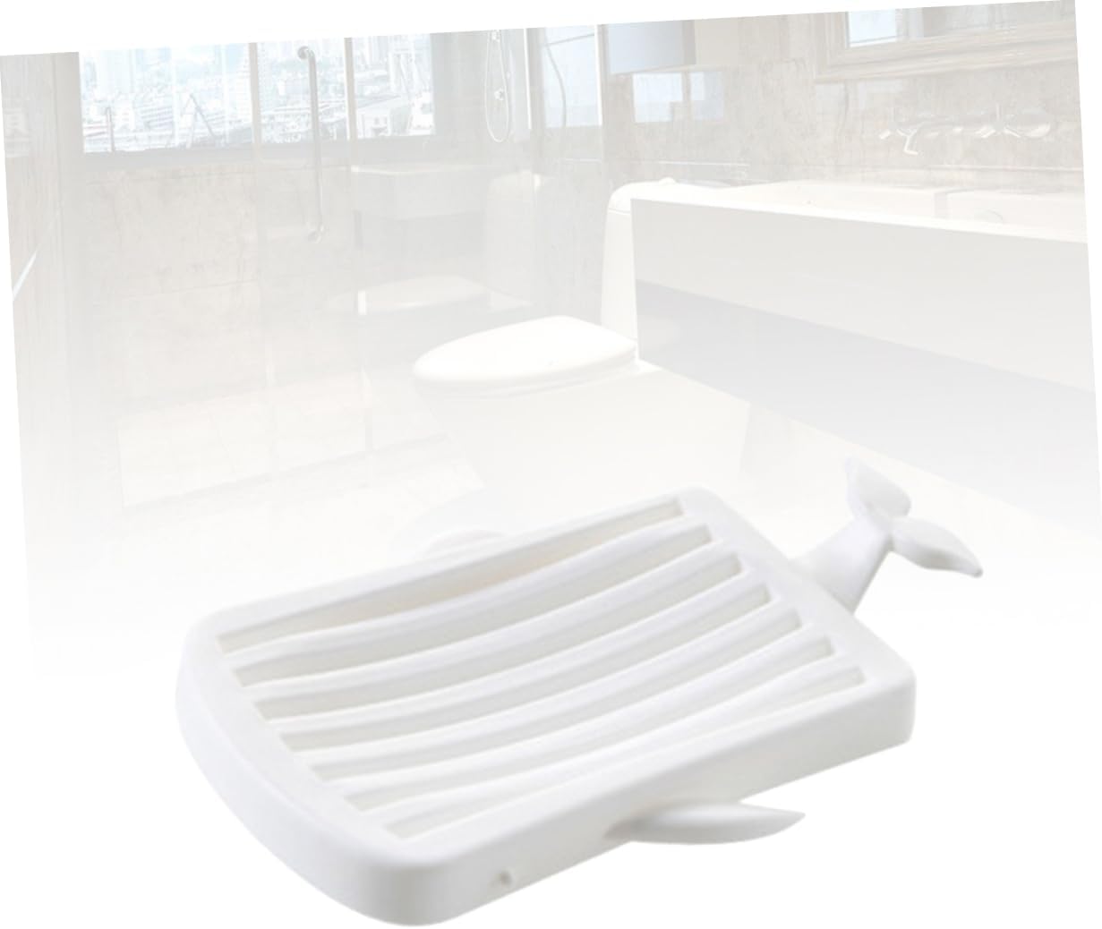 Amosfun Whale Shape Soap Dish with Drain Dual Tray