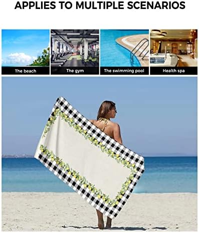 IDOWMAT Soft 3-Piece Towel Set - Geometric Plaid Bath Towels