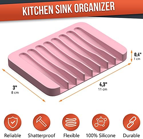 Z ZAPPOWARE 2-Pack Silicone Soap Dish with Drain - Pink 1