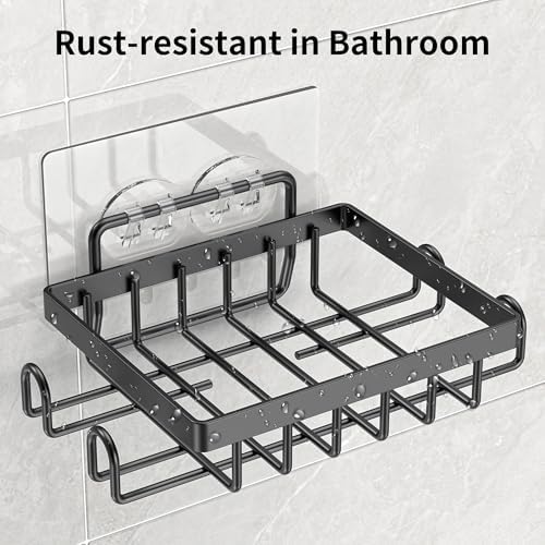 Dobango Bathroom Soap Dish Holder with Hooks Black 1