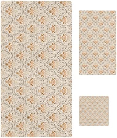 Shine-Home Retro Orange Paisley Towel Set for Bathroom