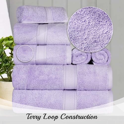 Superior Egyptian cotton pile 10 piece towel set purple 1