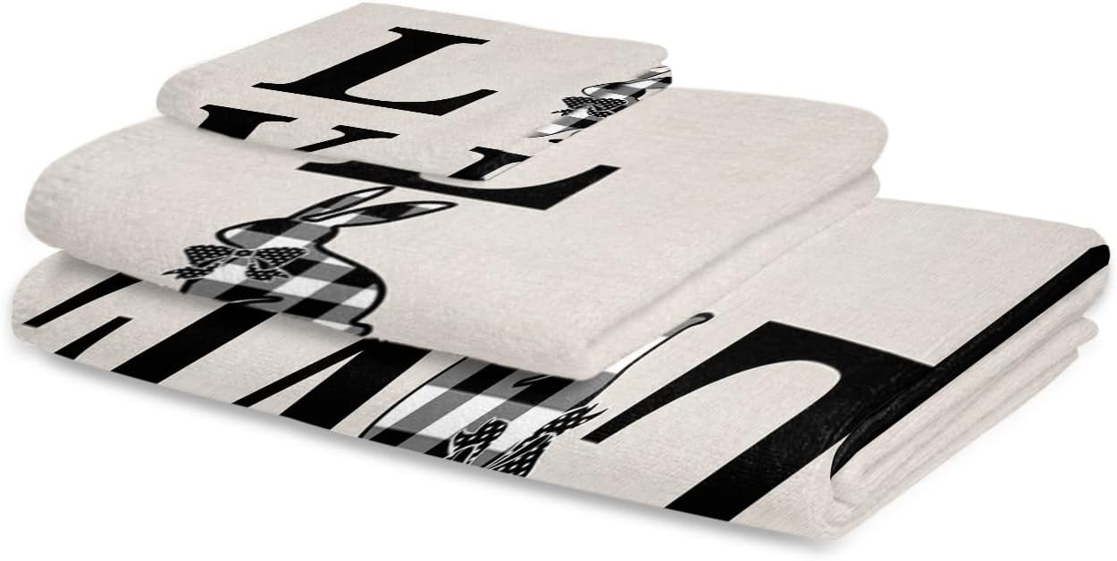 Anzona Easter Love Plaid Bunny 3-Piece Towel Set 1