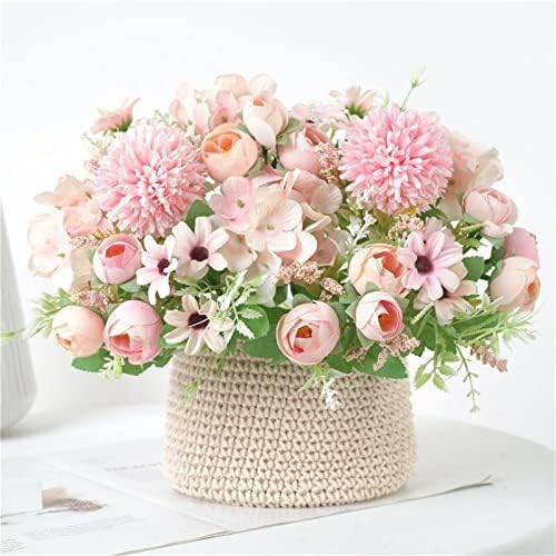 GaRcan Artificial Flowers with Pots 1pc Mixed Peony Hydrangea Silk Bouquet 1