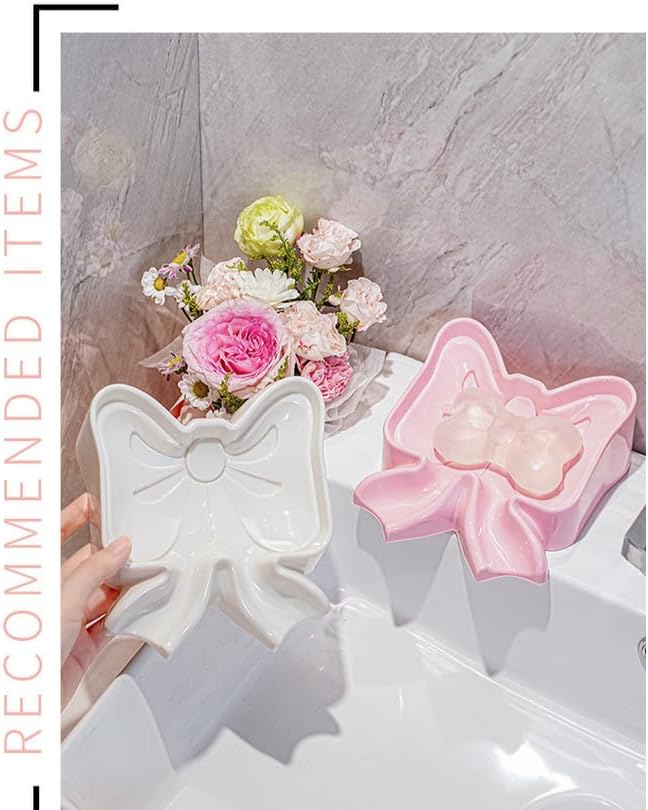 Menivi Soap Dish Bowknot Holder White