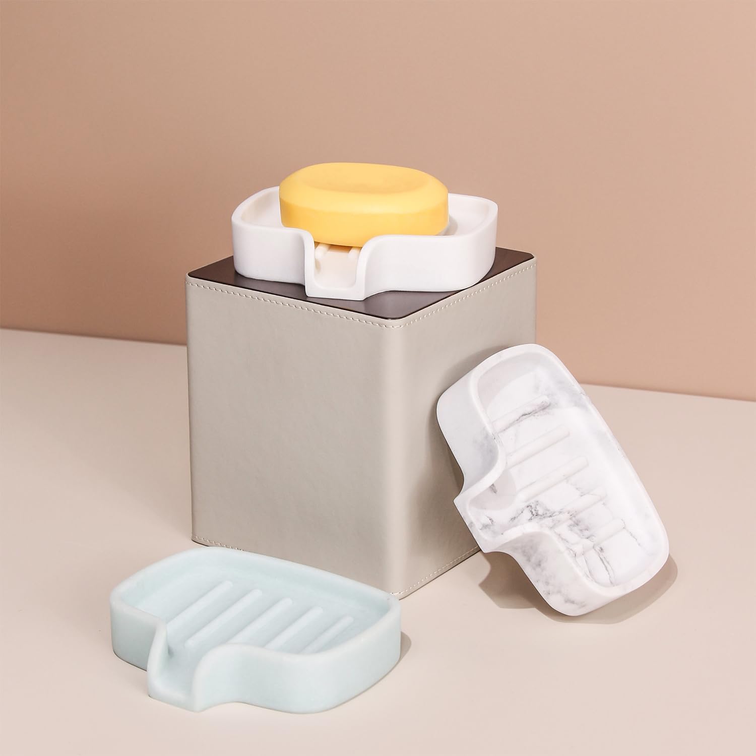 AMIREUX Elegant Marble Soap Dish with Drain Spout