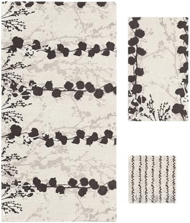 Smile Sunflower 3 Pk Bath Towels Set Fall Gray Black Design