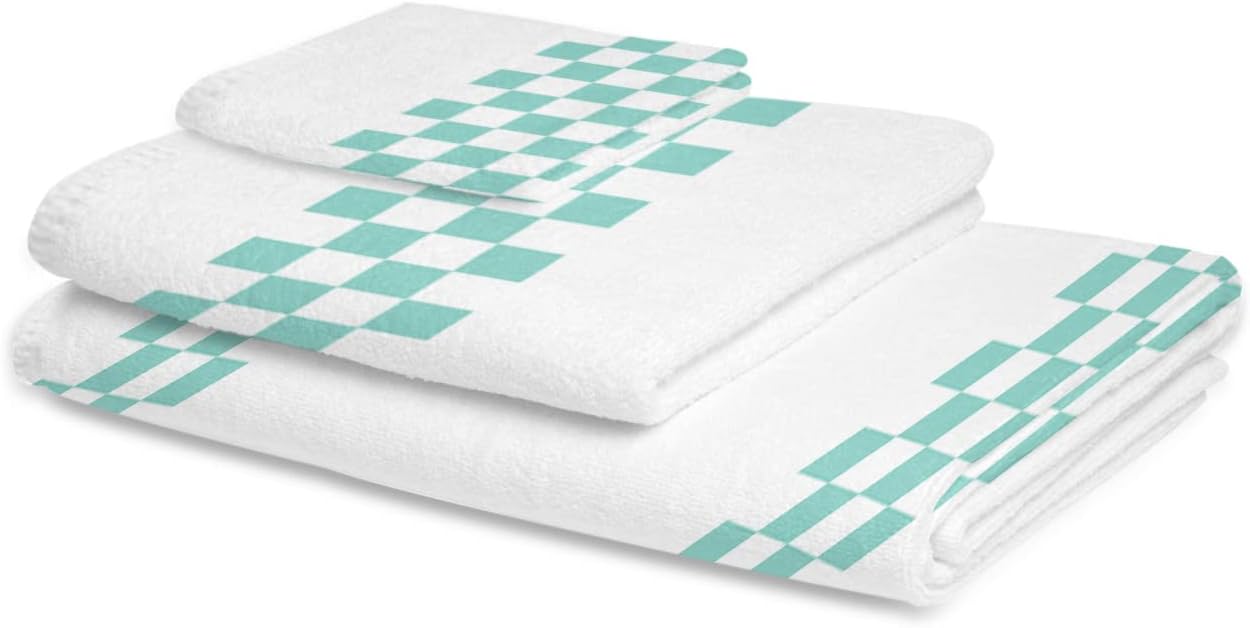 Shine-Home Abstract Geometric Lattice Towel Set 1