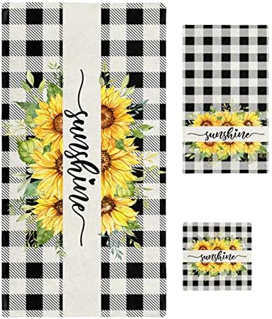 Chees D Zone Summer Sunflower Plaid Bath Towel Set