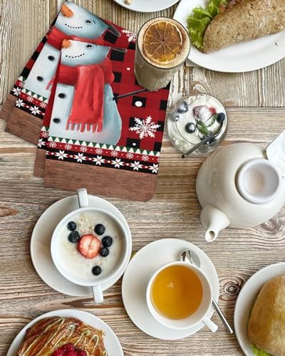 Falaniique Xmas Snowman Waffle Towel Set of 4