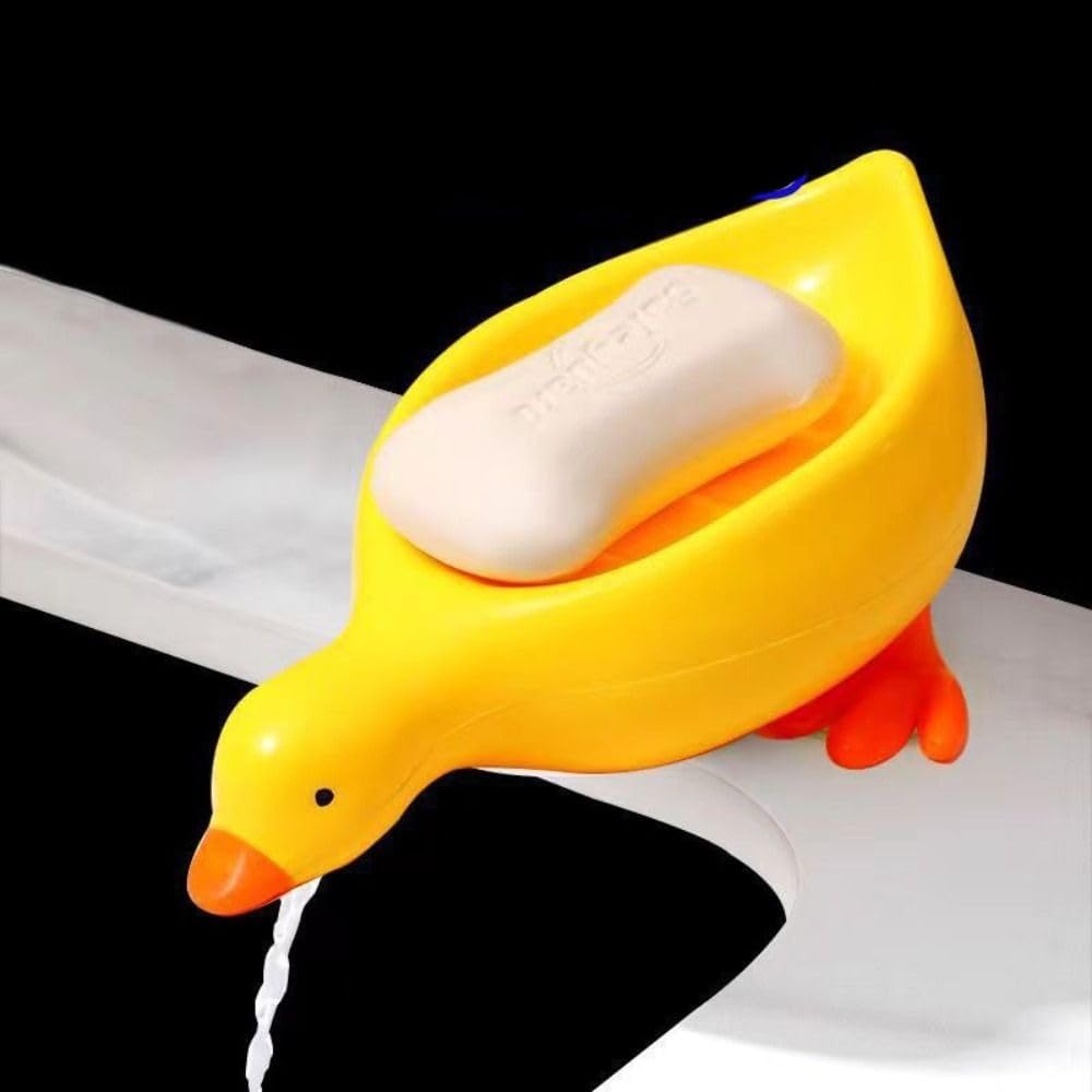 Yellow Duck Shape Soap Holder with Drain Cute Cartoon Design