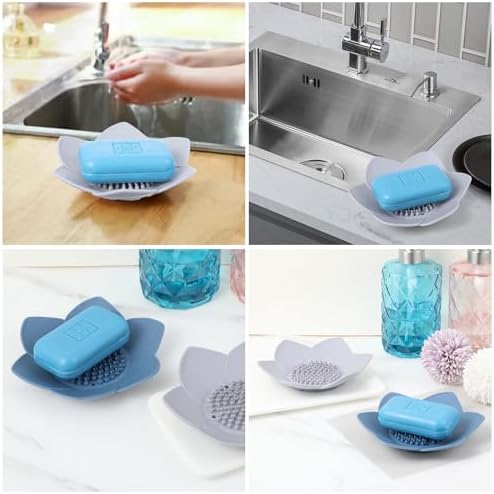Ouligay 2 Pcs Silicone Soap Holder with Drainage