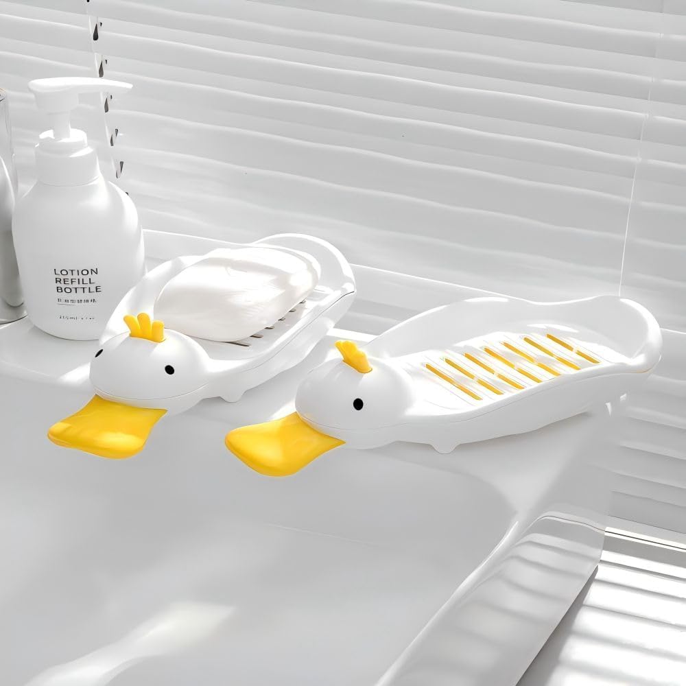 Cute Duck Soap Dish with Two-Layer Drainage 1