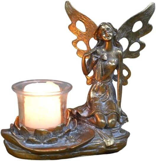 Fairy Tealight Candle Holder - Resin Statue Bronze