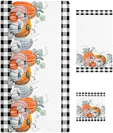 ZOE GARDEN Fall Eucalyptus Plaid Microfiber Towel Set 3-PC
