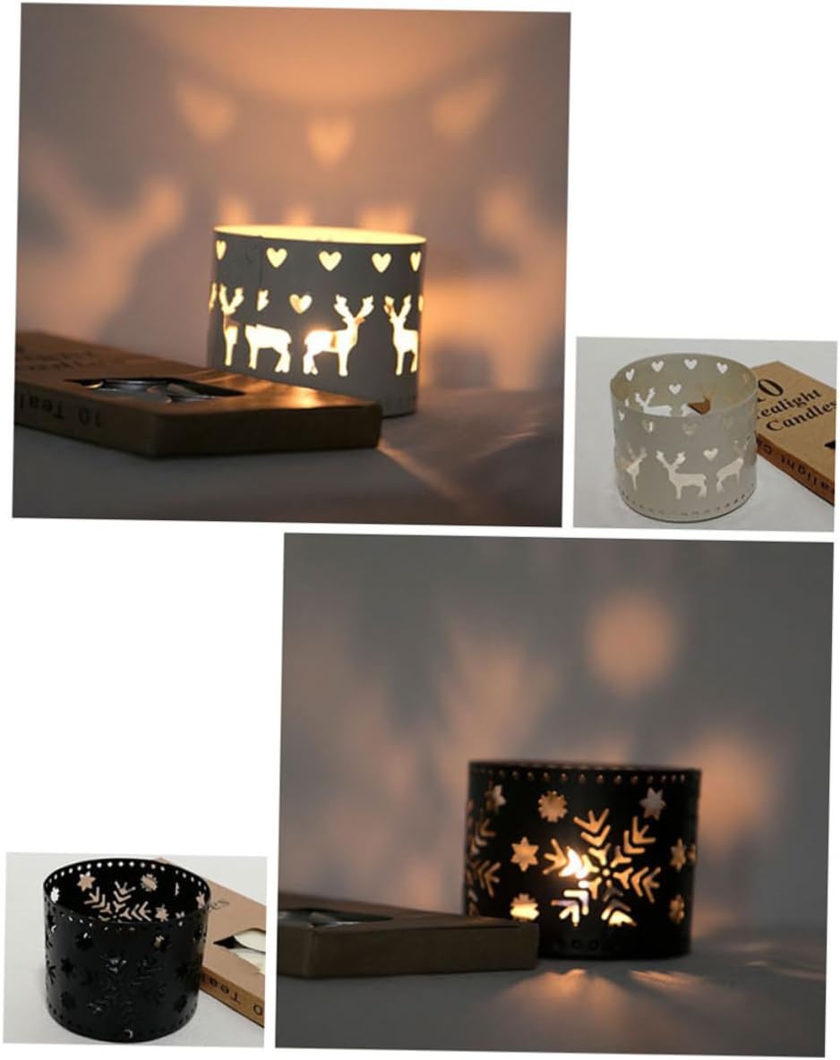 Retro Snowflake Iron Christmas Candle Holder Pen Stand