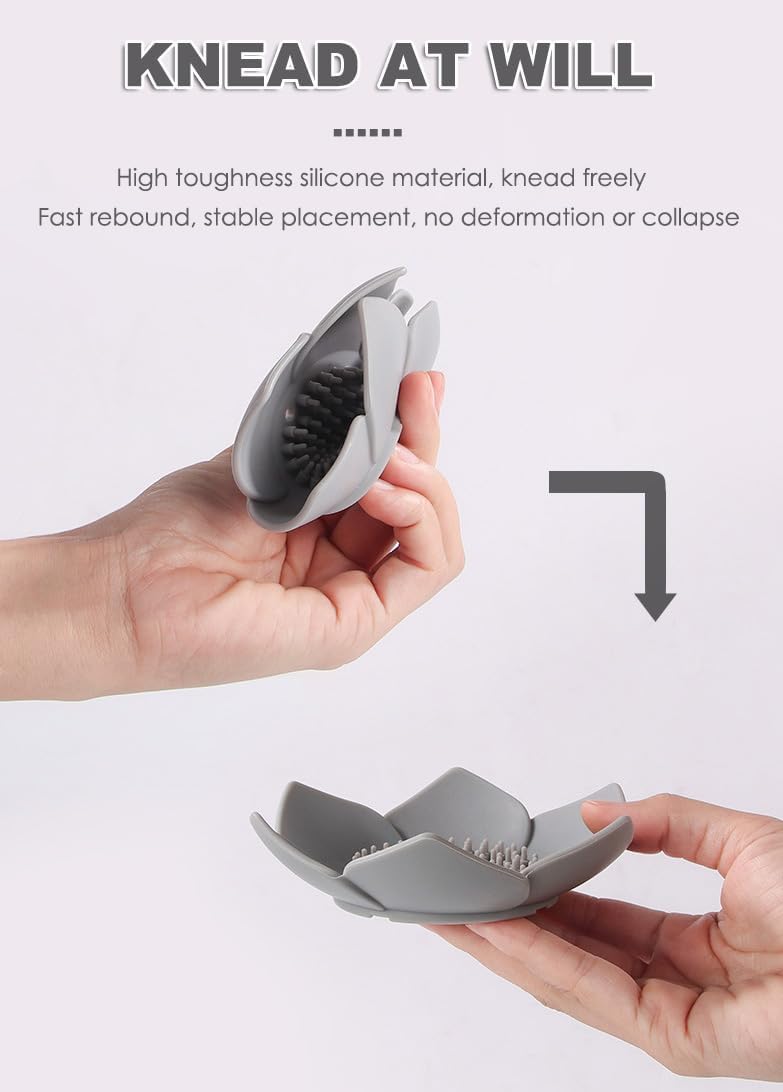 AKOAK Non-Slip Silicone Soap Dish with Lotus Design