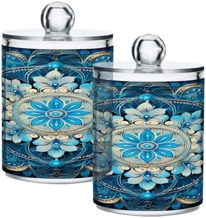 YETTASBIN Mandala Clear Plastic Storage Jars 2 Pack