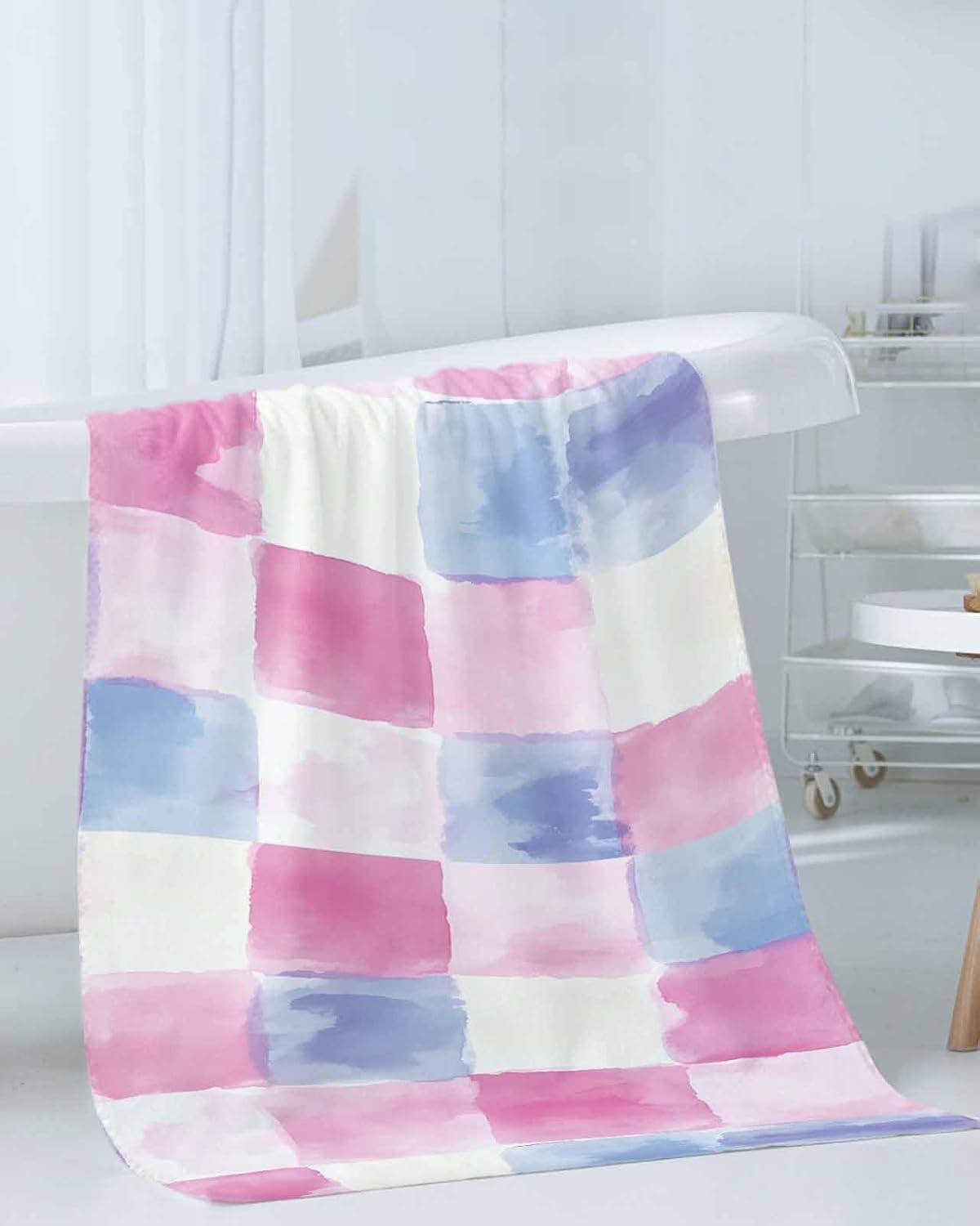 Shine-Home Rainbow Plaid Towel Set for Bathroom 1