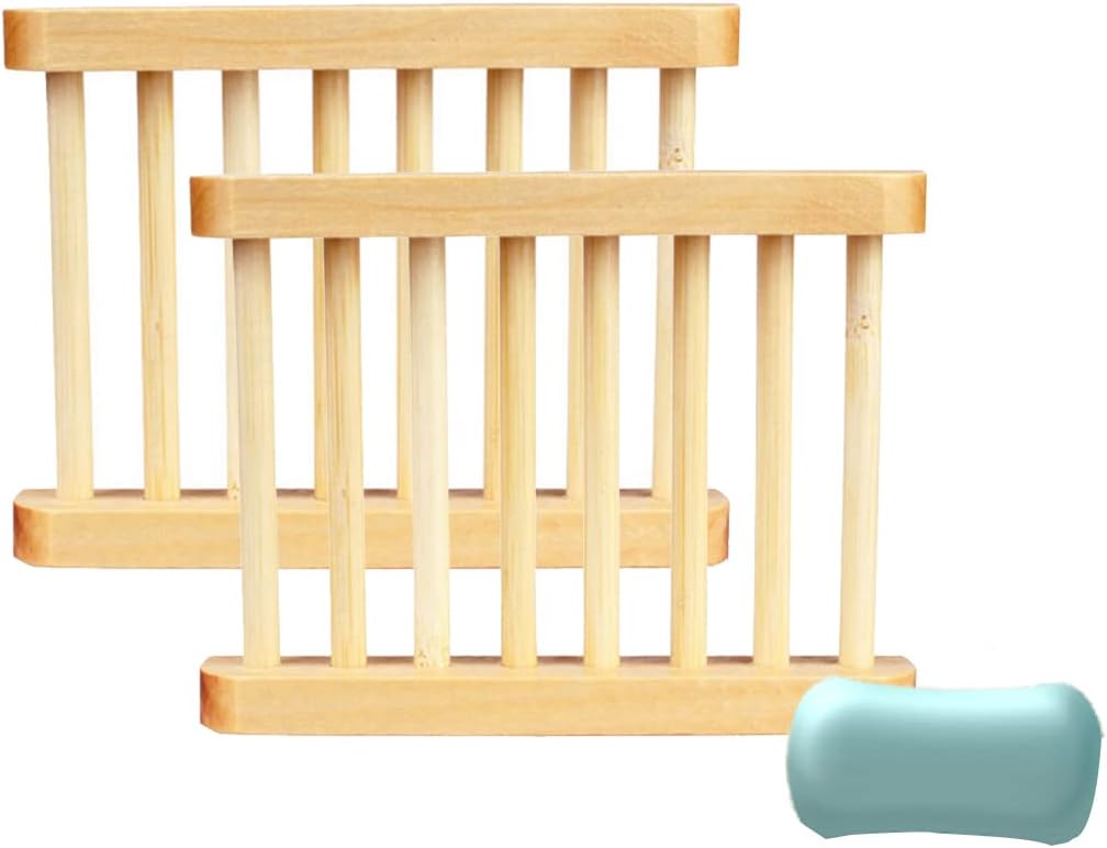 2-Pack Wood Plastic Soap Dish with Drain