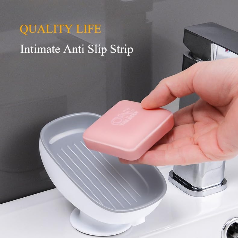 Self-Draining Suction Cup Soap Dish for Shower 1