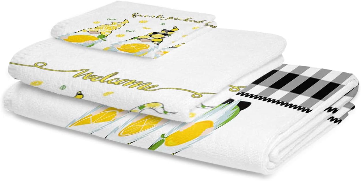 Shine-Home Summer Lemon Stripe Towel Set 3pcs