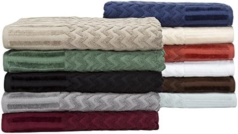 Lavish Home 6-Piece Cotton Bath Towel Set - Seafoam Chevron Pattern