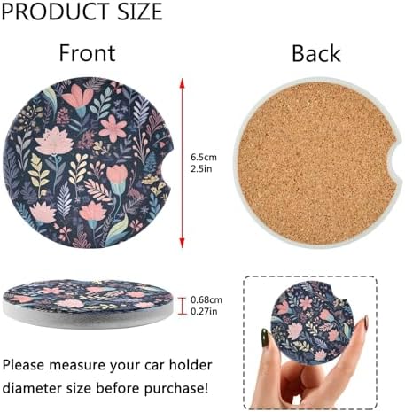 Takiito Garden Flowers Car Cup Holder Coasters 2 Pack