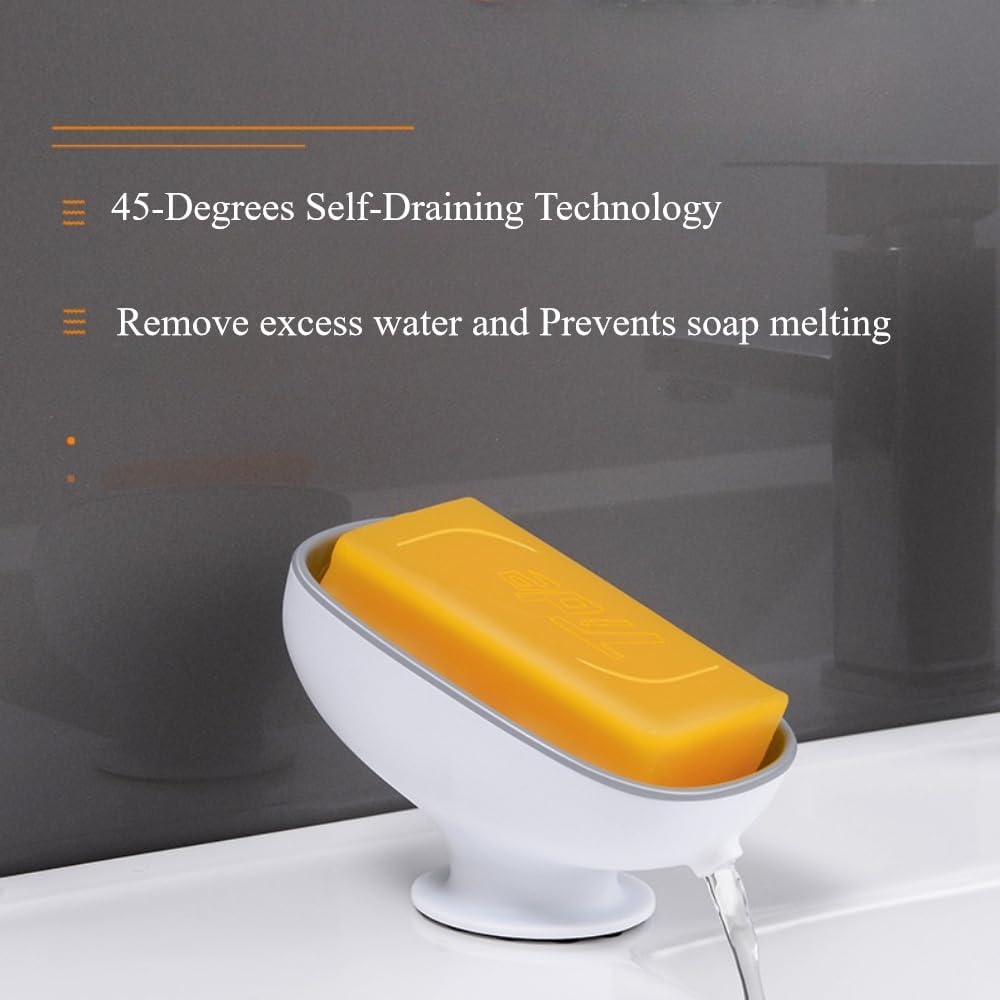 Self-Draining Suction Cup Soap Dish for Shower 1