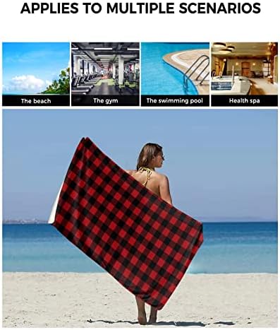 Black and Red Buffalo Check Towel Set 3pcs for Home Bathroom