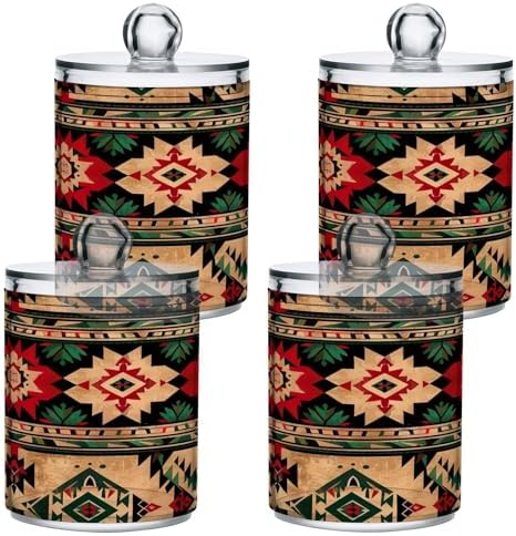 YETTASBIN Aztec Clear Plastic Storage Jars 2 Pack