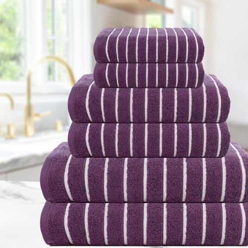 CASA COPENHAGEN 6 Piece Towel Set Dark Purple