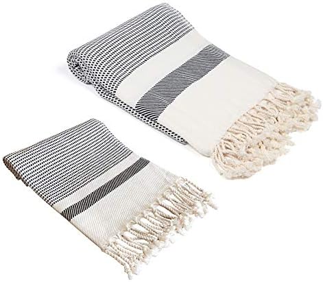 OliveLinen Pixel Turkish Towel Set