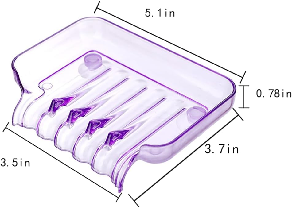 WELANGBN Purple Rectangular Soap Dish with Suction Cup
