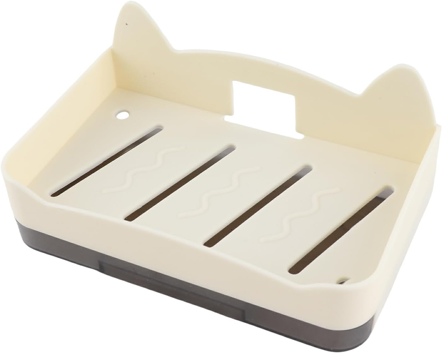 Whimsical Cat Soap Dish with 4 Hooks - Wall Mount Holder