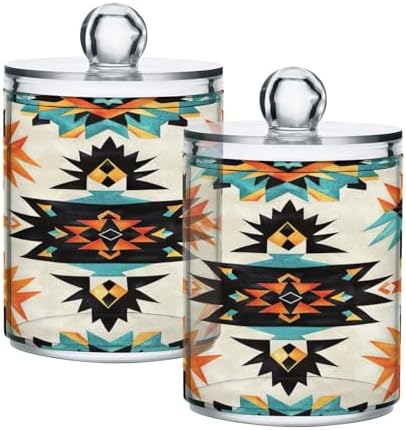 YETTASBIN Clear Apothecary Jars 2 Pack 14 oz Cotton Swab Holder with Lid