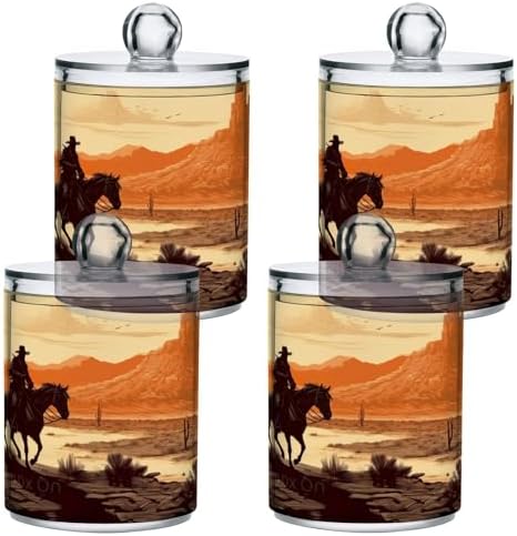 YETTASBIN 2 Pack Clear Plastic Apothecary Jars for Cotton Swabs Cotton Balls