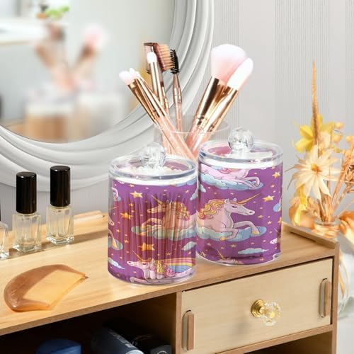 YETTASBIN Unicorns Clear Plastic Storage Jars 2 Pack 1