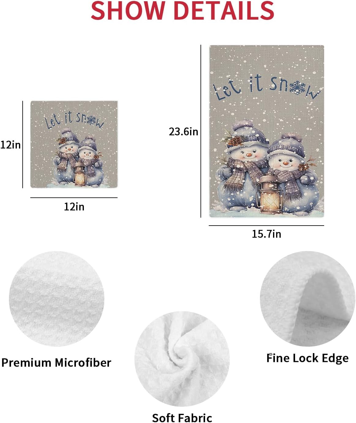 Falaniique Grey Snowman Waffle Dish Towels Set of 2