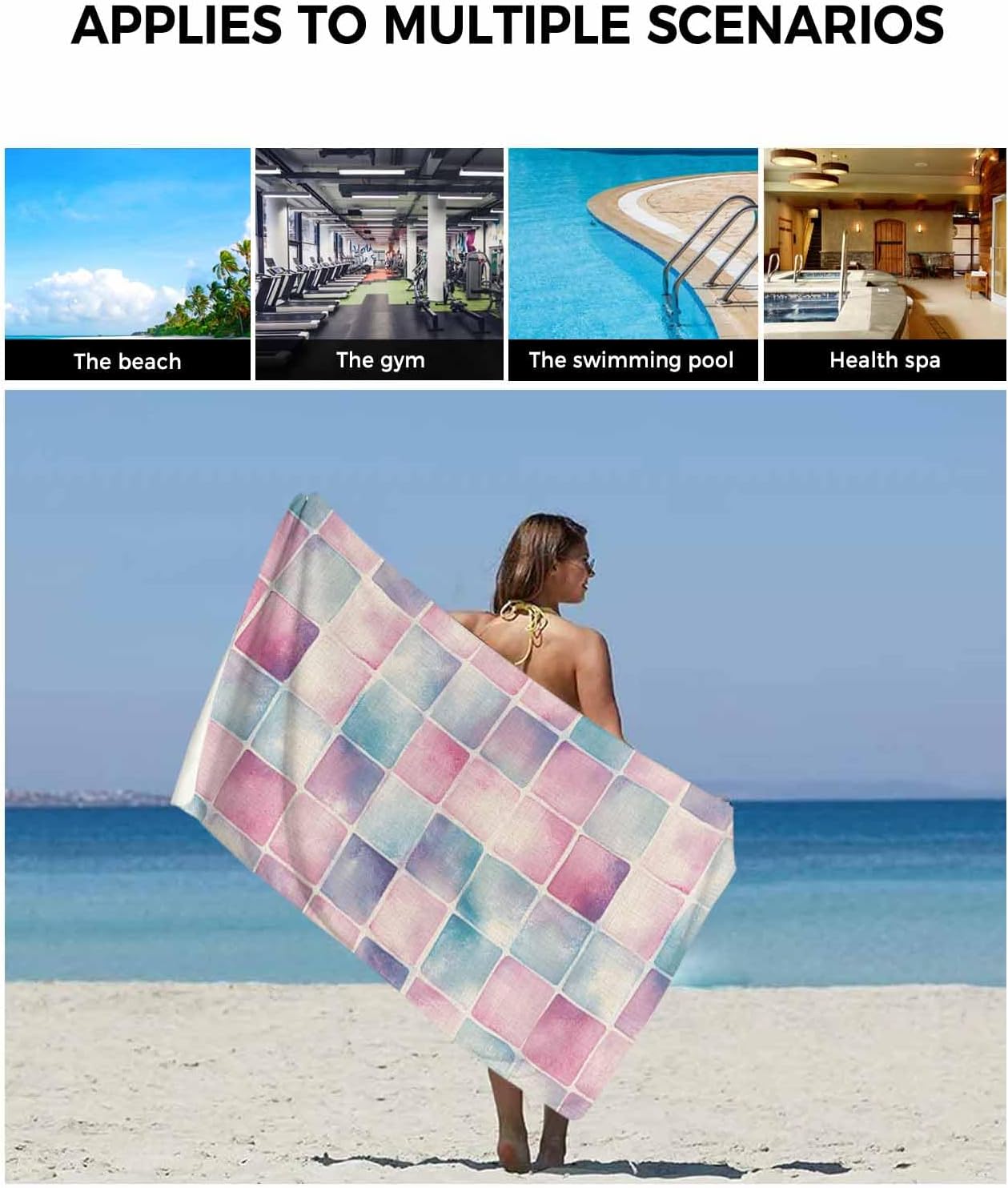 Shine-Home Watercolor Lattice Towel Set