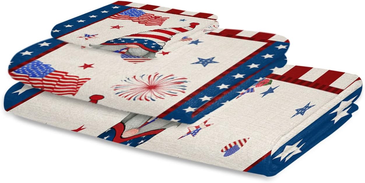 Anzona 4th of July Gnomes 3 Piece Towel Set 1