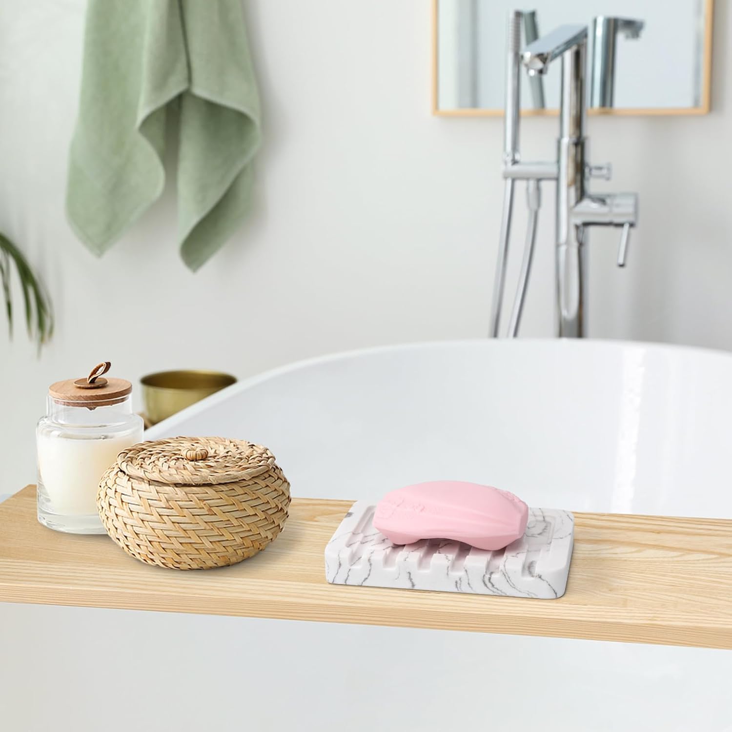 UHEY HOME Resin Soap Dish with Marble Look
